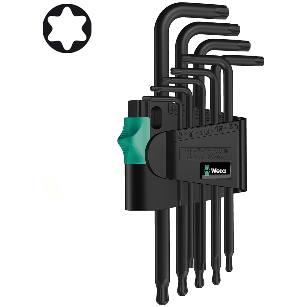 Изображение товара Набор Г-образных ключей Wera 967 PKL/9 T-профиль Torx Шаровое окончание