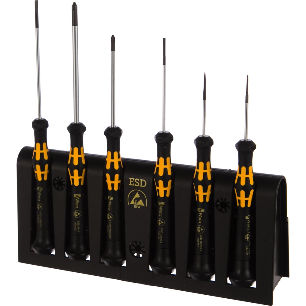 фото Набор отверток wera a/6 electronics screwdriver set+rack 6 шт. we-030170