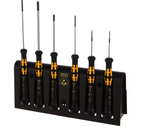 Изображение товара Набор отверток Wera A/6 Electronics Screwdriver Set+Rack 6 шт. WE-030170
