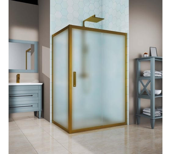 Изображение товара Душевой уголок GuteWetter gwmpkb019r 95x140x200 см, профиль бронзовый, стекло матовое закаленное 6 мм 4698031191123