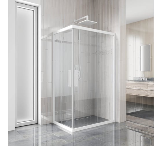Изображение товара Душевой уголок GuteWetter gwmpkb019rc 105x100x200 см, профиль белый матовый, стекло бесцветное закаленное 6 мм 4698032705619