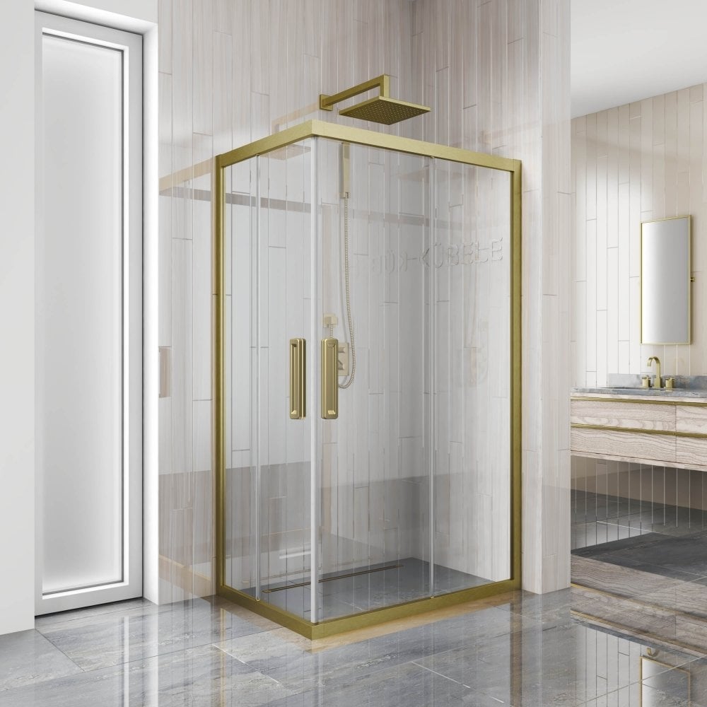 Изображение товара Душевой уголок GuteWetter 115x85x200 см с регулируемой шириной бронзовый профиль