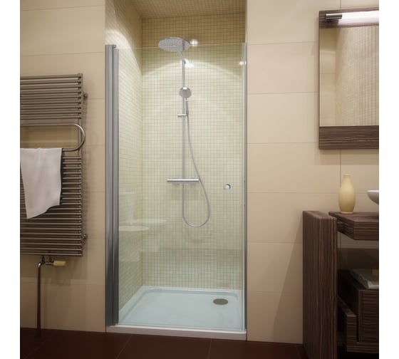 Изображение товара Дверь в душевую нишу GuteWetter gwmpkb020d601t 85x200 см, профиль хром матовый, стекло бесцветное закаленное 6 мм 4698032581879