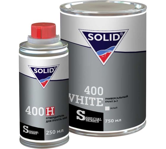 Изображение товара Универсальный грунт SOLID 400 WHITE 750+250 мл, 3+1, цвет белый, в комплекте с отвердителем 040.0725.3