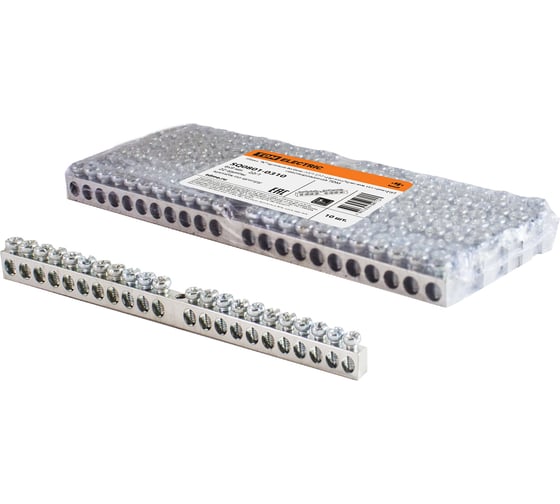 Изображение товара Шина нулевая "N" 6х9мм 22/1 TDM ELECTRIC, 22 группы/крепеж по центру, никелированная SQ0801-0310