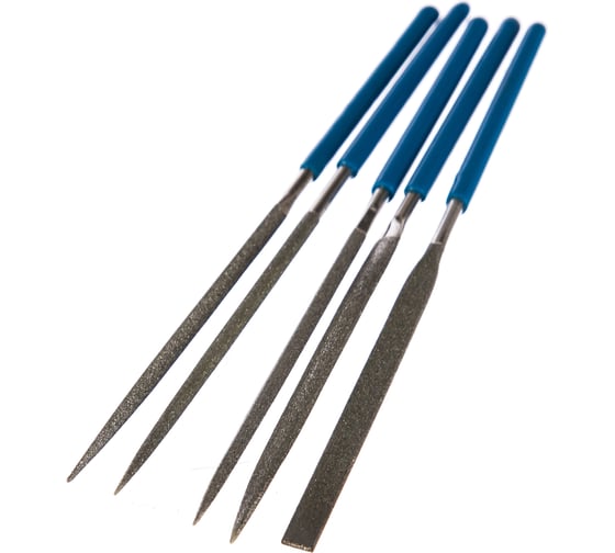 Изображение товара Набор надфилей Зубр Эксперт с алмазным напылением в пластиковом боксе P 140 140x75 мм 5 предметов 33388-140-H5