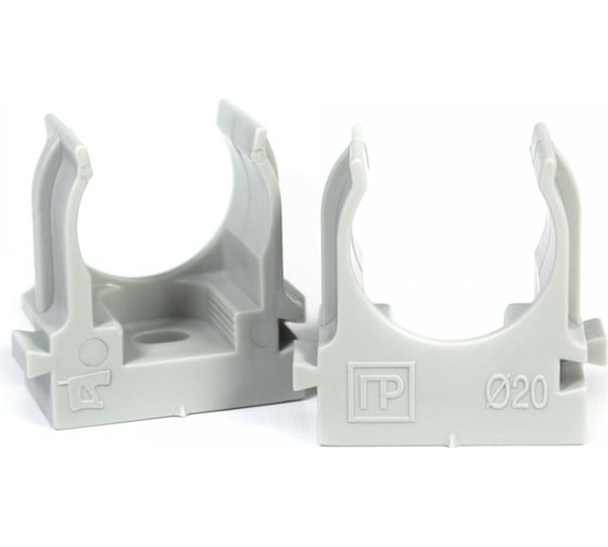 Изображение товара Крепеж-клипса для труб для прямого монтажа Промрукав серая в гофроящике, d20 мм, 1200 шт. PR13.0453