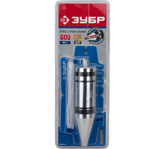 Изображение товара Строительный отвес Зубр Эксперт со шнуром и безопасным наконечником 06347-60_z01