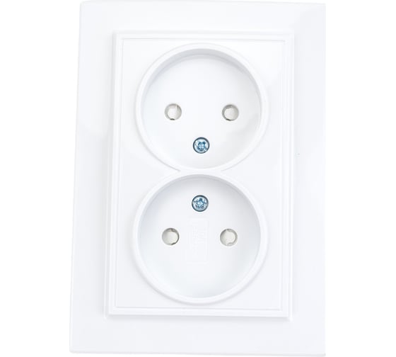 Изображение товара 2-местная розетка EKF Минск СП 10А без заземления, с защитными шторками, белая Basic ERR10-102-100