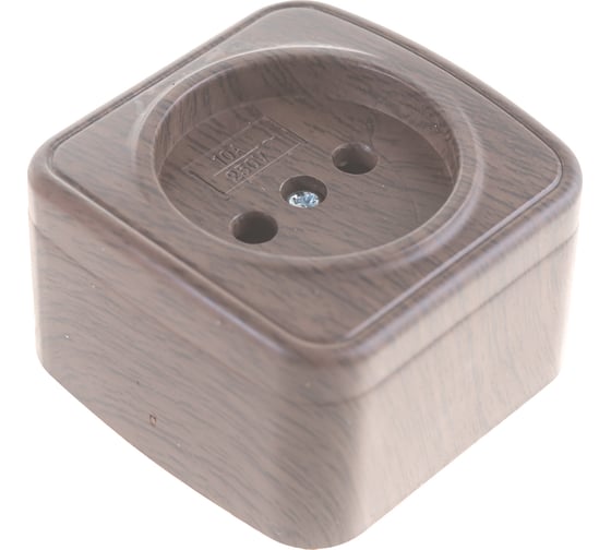 Изображение товара 1-местная розетка EKF Минск ОП 10А без заземления, тёмное дерево EGR10-022-40