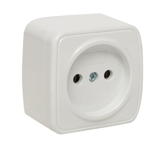 Изображение товара 1-местная розетка EKF Минск ОП 10А без заземления, белая EGR10-022-10