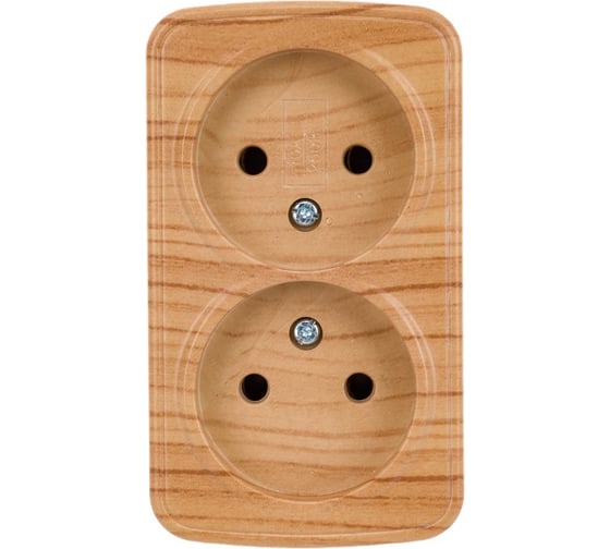 Изображение товара 2-местная розетка EKF Минск ОП 10А без заземления, светлое дерево EGR10-102-30