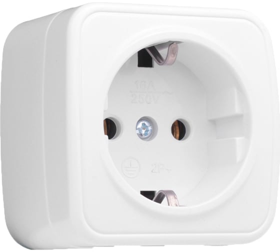Изображение товара 1-местная розетка EKF Минск ОП 16А с заземлением, белая, Basic EGR16-028-10