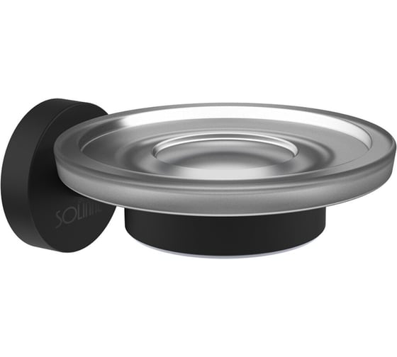 Изображение товара Стеклянная мыльница Solinne коллекция Вальс сталь, черный матовый, стекло сатин 2541.118