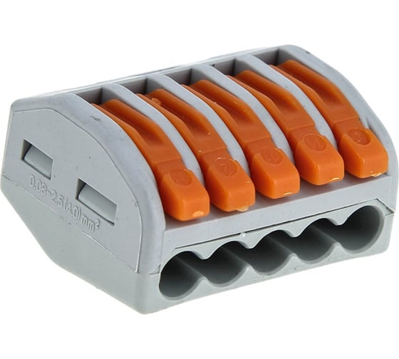 Изображение товара Строительно-монтажная клемма EKF СМК 222-415 с рычагом 5 отверстий 0.08-2.5мм2 100шт. PROxima 100шт plc-smk-415