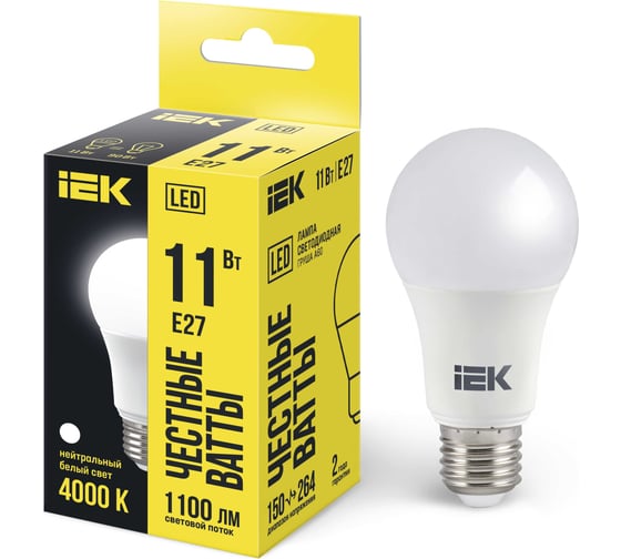 Изображение товара Лампа LED A60 груша IEK 11Вт 230В 4000К E27 LLE-A60-11-230-40-E27