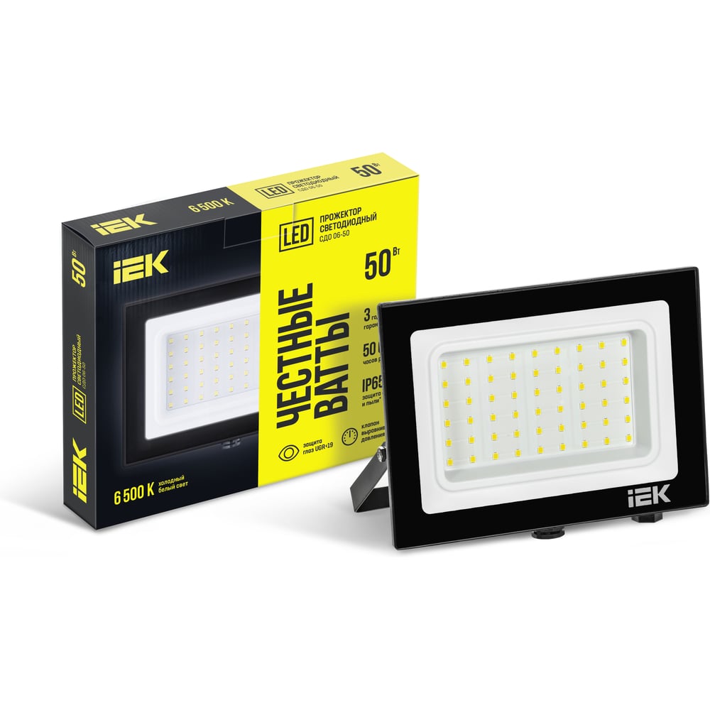Изображение товара Светодиодный прожектор IEK СДО 06-50 черный IP65 6500 K