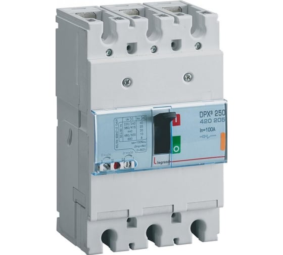 Изображение товара Автоматический выключатель Legrand термомагнитный расцепитель 3п 100А 25кА DPX3 250 400В Leg 420205