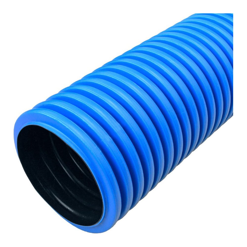 Изображение товара Гофрированная труба ПНД жесткая д110 синяя 6 м Промрукав SN12