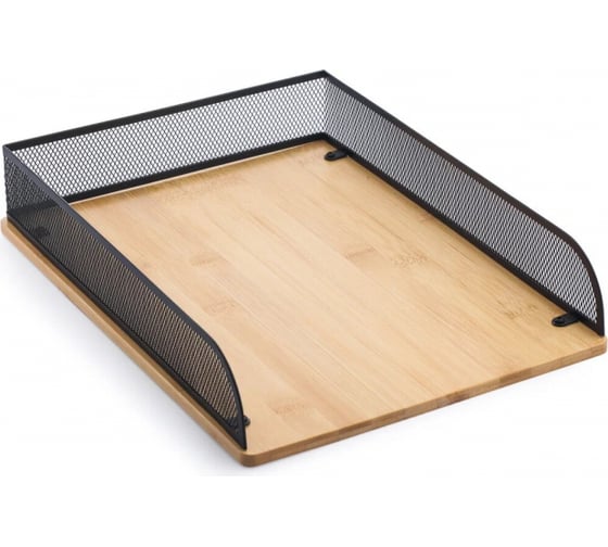 Изображение товара Органайзер для бумаги UNISTOR streamline, горизонтальный, а4, цвет: черный, бамбук 212949