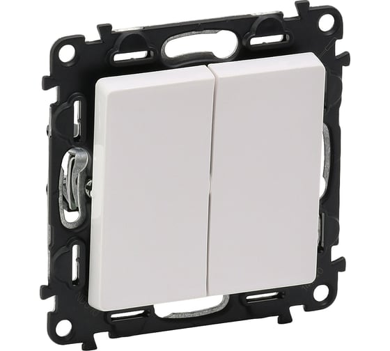 Изображение товара Переключатель Legrand Valena LIFE  двухклавишный 10А 250В с лицевой панелью.Безвинтовые зажимы.Белый 752408