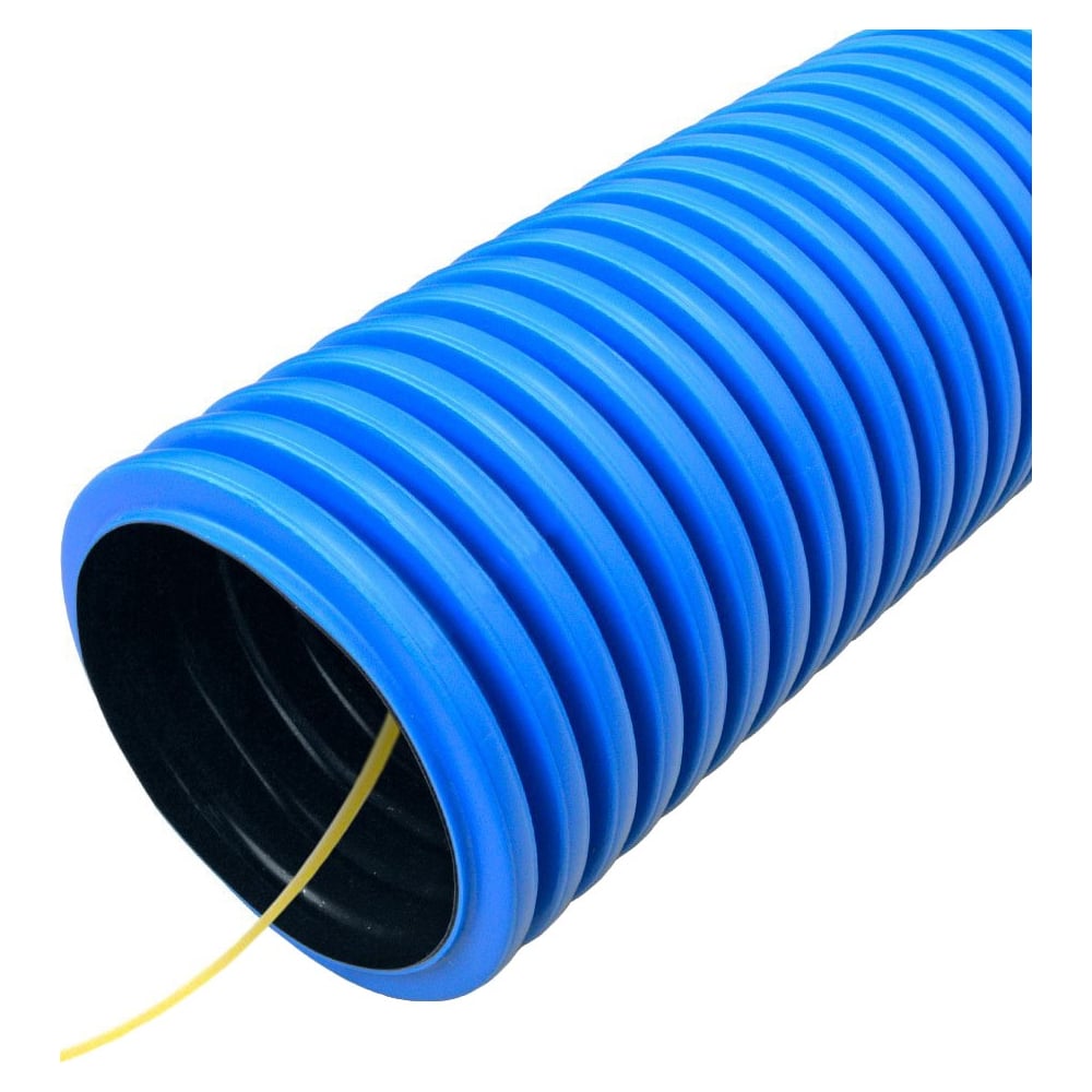 Изображение товара Гофрированная двустенная труба ПНД гибкая с протяжкой синий д50 100м