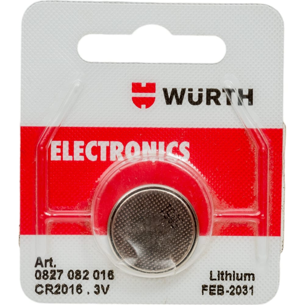 Пуговичная литиевая батарейка Wurth батарейка облик cr2016 lithium литиевая 3 в блистер 5 шт