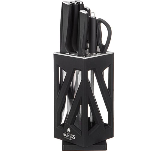 Изображение товара Набор ножей Agness нержавеющая сталь на пластиковой вращающейся подставке 8 предметов 911-762