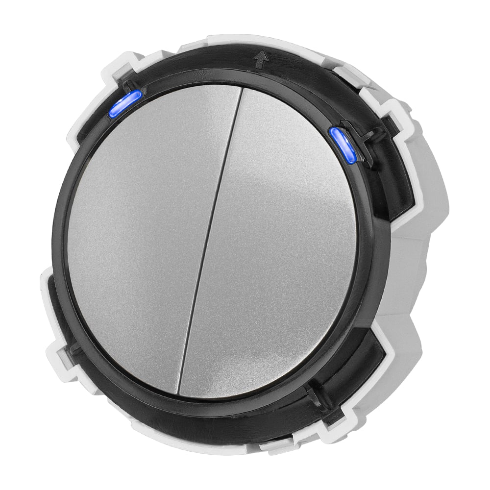 Изображение товара Выключатель 2-клавишный TDM ELECTRIC 16А, проходной, платина