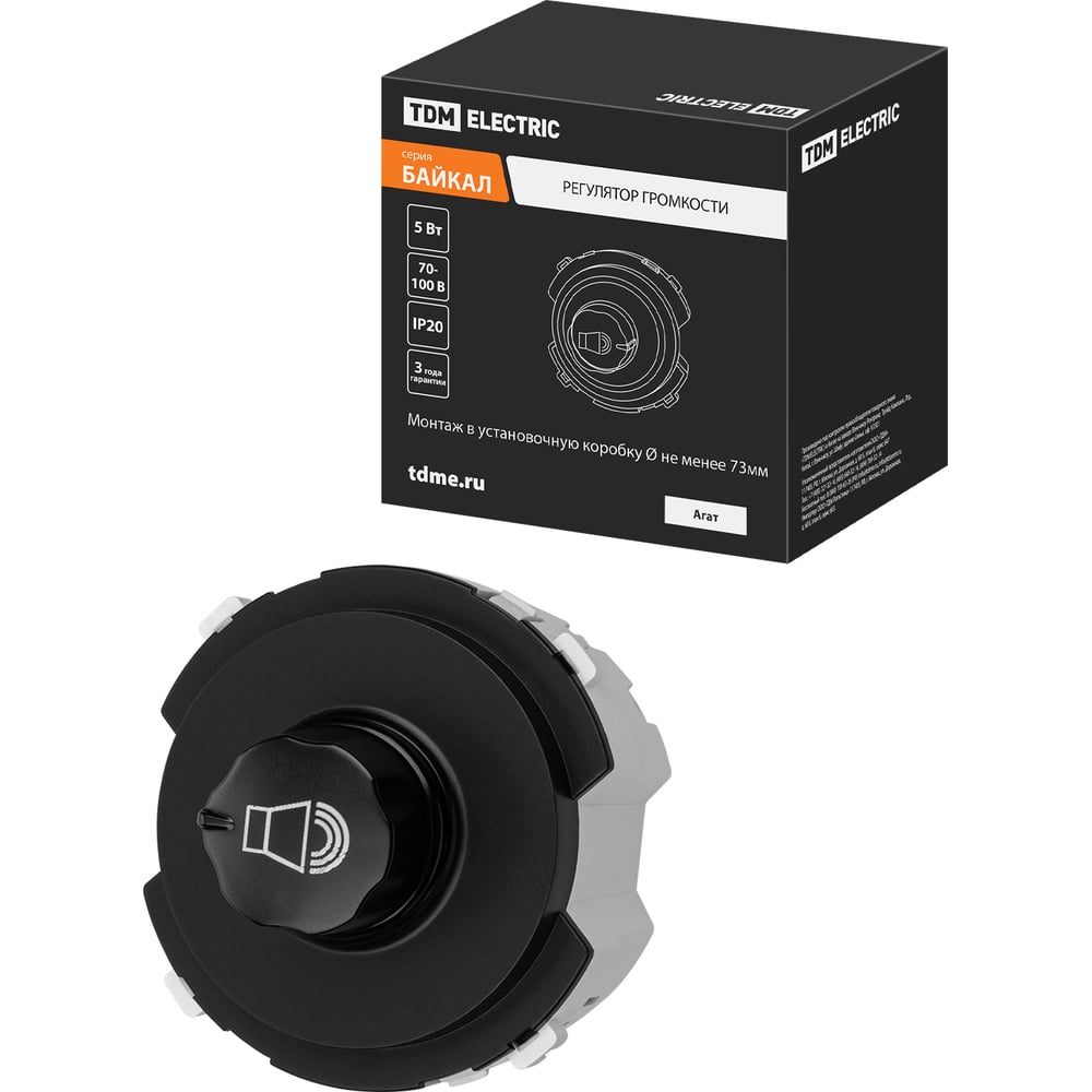 Изображение товара Регулятор громкости TDM ELECTRIC агат серия Байкал SQ1819-0243 светорегулятор механизм