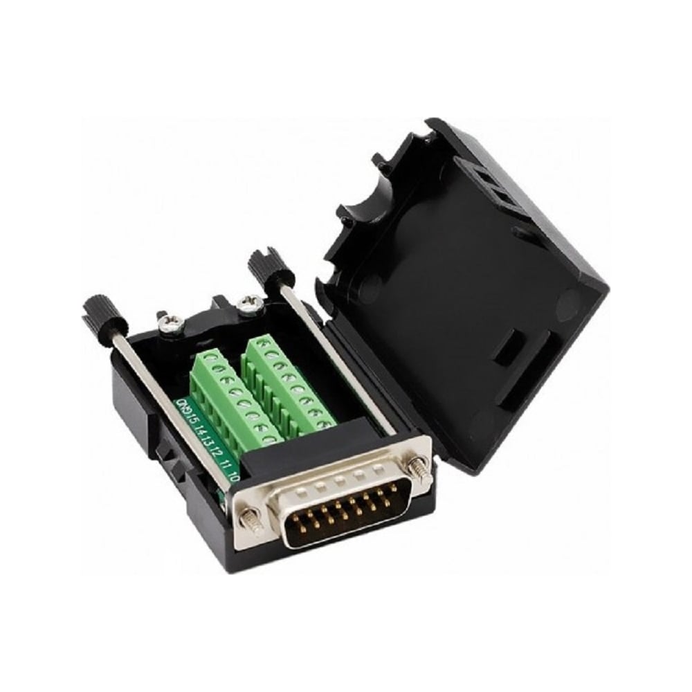 Изображение товара Разъем db15 с пластиковым кожухом и клеммной колодкой