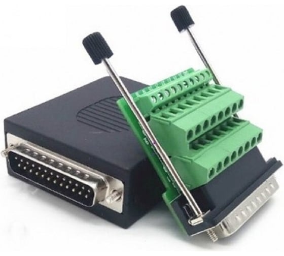 Изображение товара Разъем db25 Доступная Автоматика с пластиковым кожухом и клеммной колодкой (порт папа) DB25_M