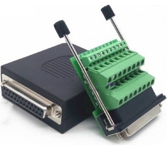 Изображение товара Разъем db25 Доступная Автоматика с пластиковым кожухом и клеммной колодкой (порт мама) DB25_F