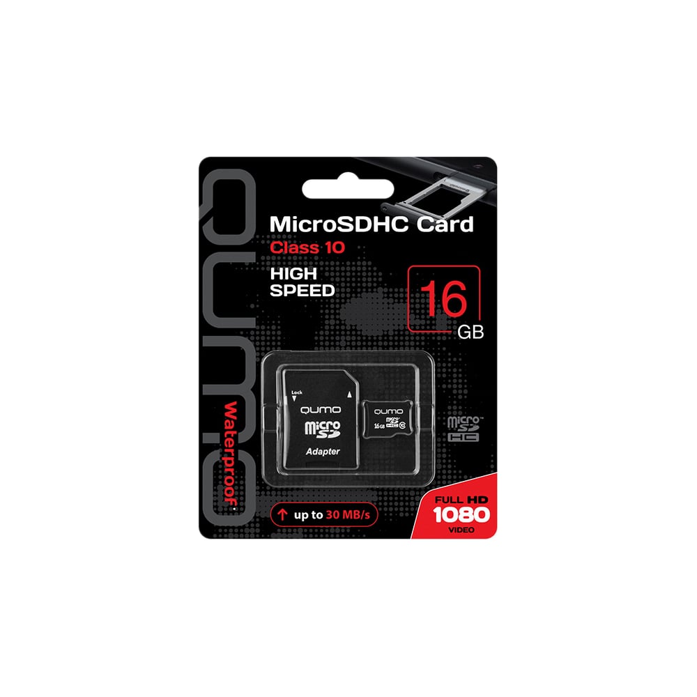 фото Карта памяти qumo micro sdhc 16 gb class 10 adapter c0042626