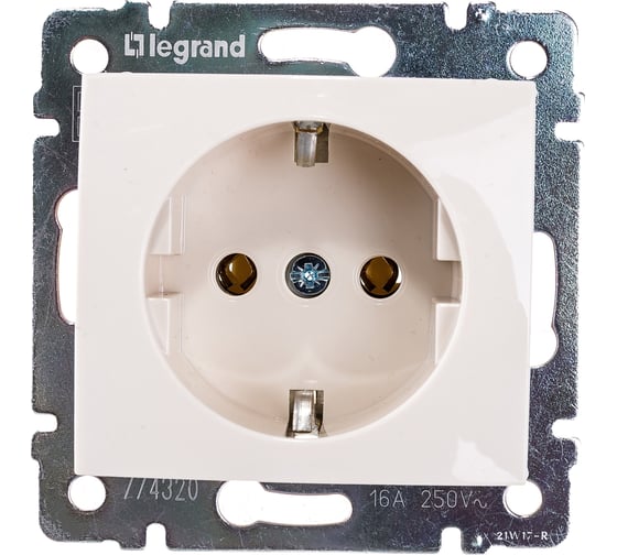 Изображение товара Розетка Legrand с заземлением Legrand Valena без шторок 16А 250В винтовые зажимы слоновая кость 774320
