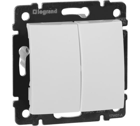 Изображение товара Переключатель Legrand двухклавишный Legrand Valena 10А 250В схема 6/2 безвинтовые зажимы белый 774408