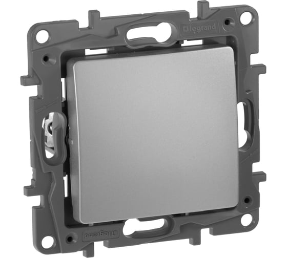 Изображение товара Выключатель Legrand одноклавишный Legrand Etika 10А 250В безвинтовые зажимы алюминий 672401