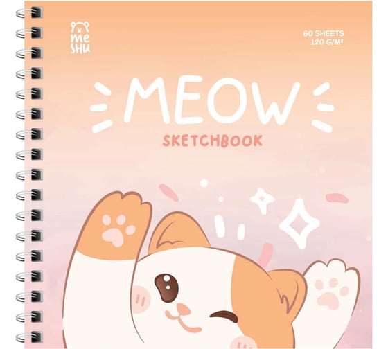 Изображение товара Скетчбук MESHU 60 л., 150х150 мм, Meow, на гребне, soft-touch MS53039 MS_53039
