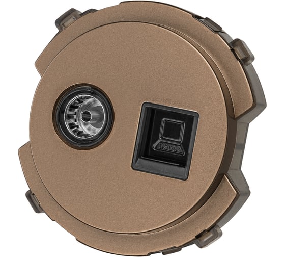 Изображение товара Розетка компьютерная TDM ELECTRIC RJ45 + TV розетка оконечная бронза, "байкал" SQ1819-0419