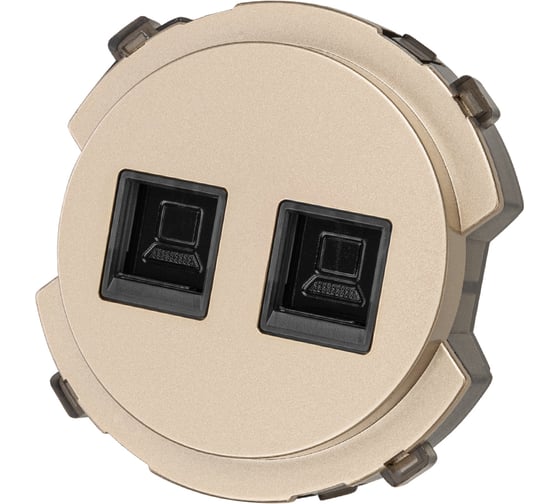 Изображение товара Розетка компьютерная TDM ELECTRIC двойная RJ45 шампань, "байкал" SQ1819-0516