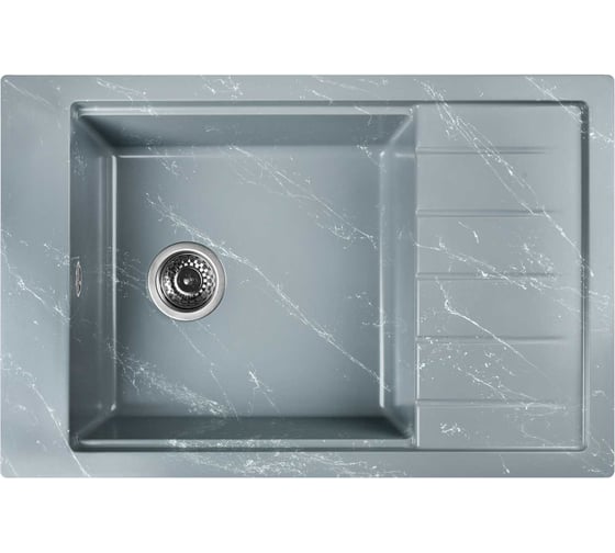 Изображение товара Мойка из искусственного камня WISENT для кухни Мрамор Серо-белый (БЕЛАРУСЬ) 510x780x220 WB28-17/WGER013