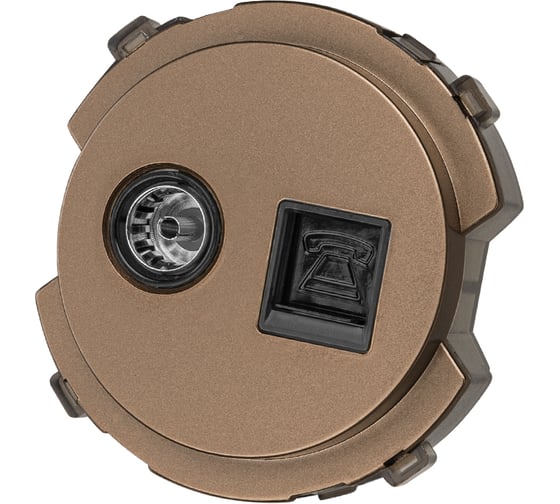 Изображение товара Розетка TDM ELECTRIC телефонная RJ11 + TV розетка оконечная бронза, "байкал" SQ1819-0418