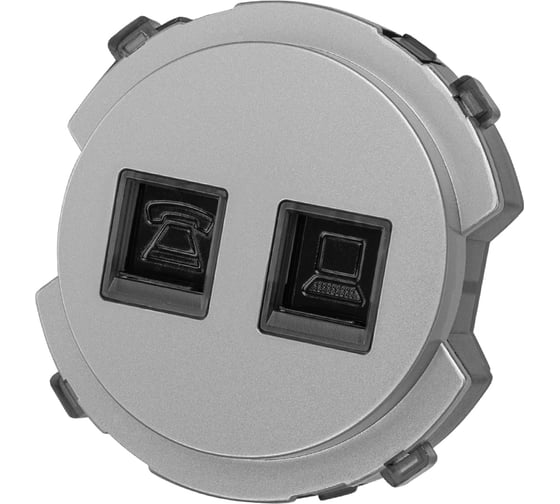 Изображение товара Розетка TDM ELECTRIC телефонная RJ11 + компьютерная RJ45 платина, "байкал" SQ1819-0317