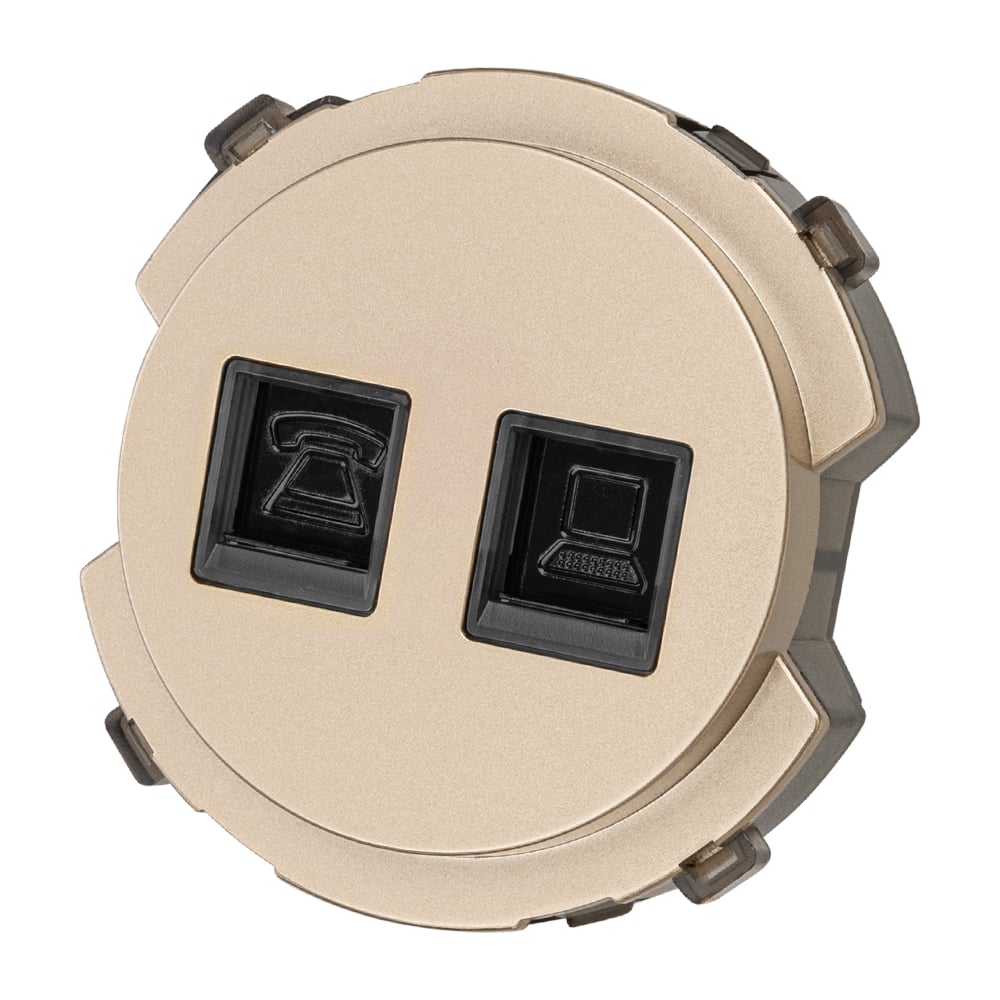Изображение товара Розетка комбинированная TDM ELECTRIC SQ1819-0517 с RJ45 и RJ11 шампань