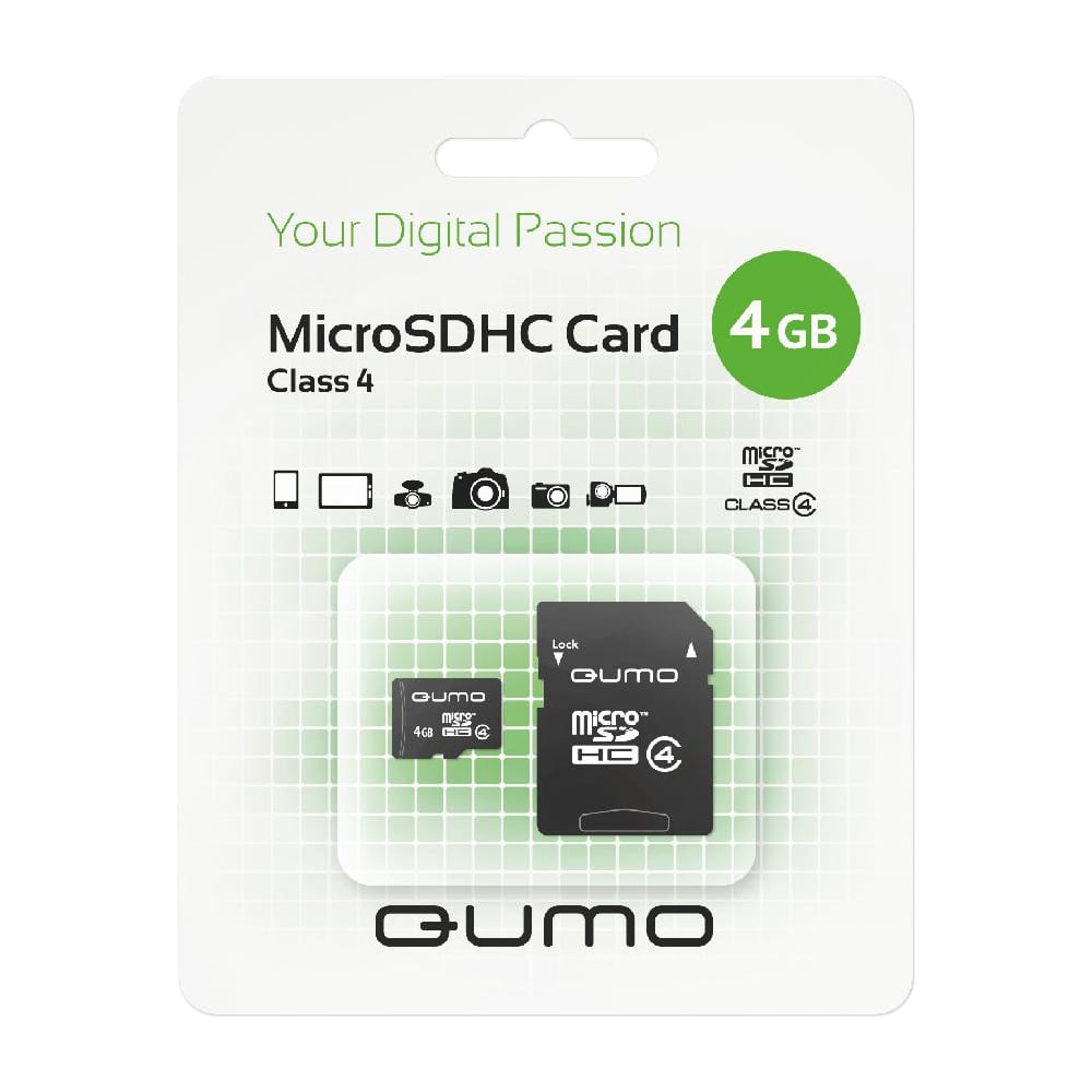 фото Карта памяти qumo micro sdhc 4 gb class 4 adapter c0041301