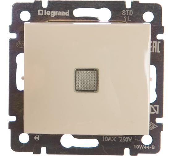 Изображение товара Выключатель Legrand одноклавишный с подсветкой Legrand Valena 10А 250В схема 1L безвинтовые зажимы слоновая кость 774310