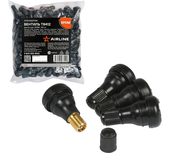 Изображение товара Вентиль для бескамерных шин AIRLINE TR412 PRO, EPDM резина, 100 шт. ATRV412EPDM