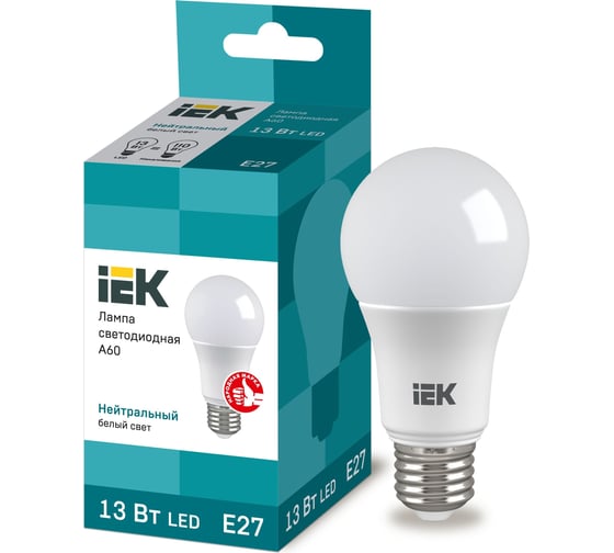 Изображение товара Лампа IEK LED A60 шар 13 Вт 230 В 4000К E27 LLE-A60-13-230-40-E27
