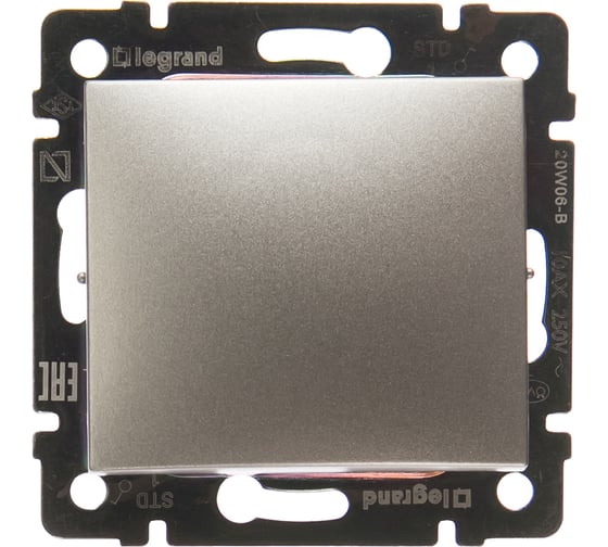 Изображение товара Выключатель Legrand одноклавишный Legrand Valena 10А 250В схема 1 безвинтовые зажимы алюминий 770101