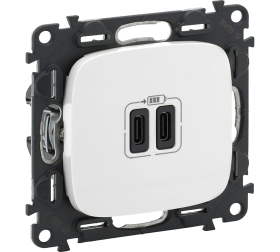 Изображение товара Зарядное устройство Legrand Valena Allure с 2 USB-разъемами тип C-тип C 240 В/5 В 3000 мА белое 755345